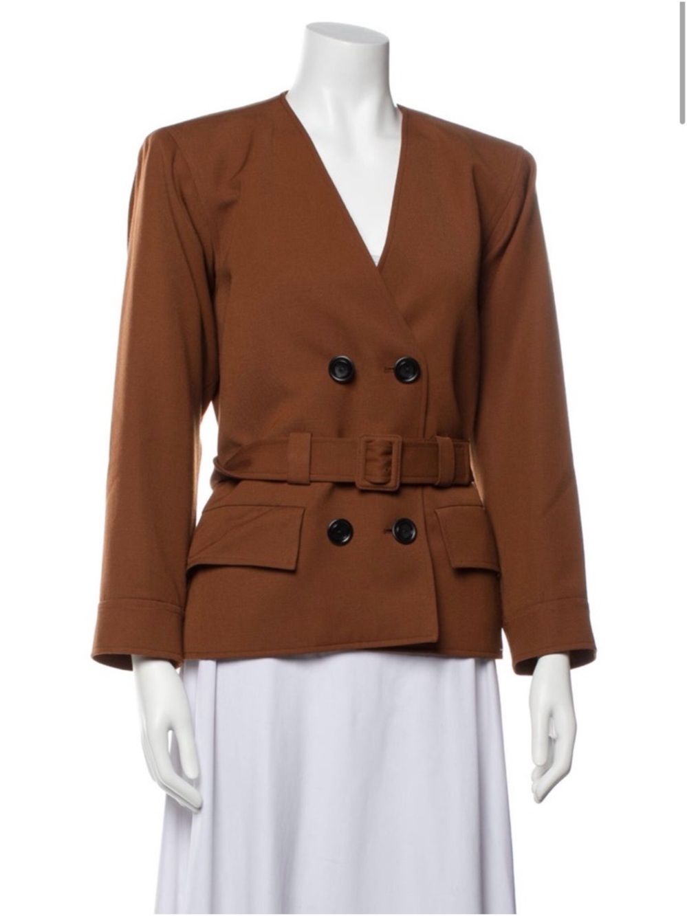 Saint Laurent Brown Double-Breasted Belted Blazer Jacket